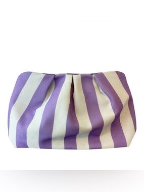 Canvas Preppy Clutch Purple White Striped Summer Bag Phone Essentials Grab N Go